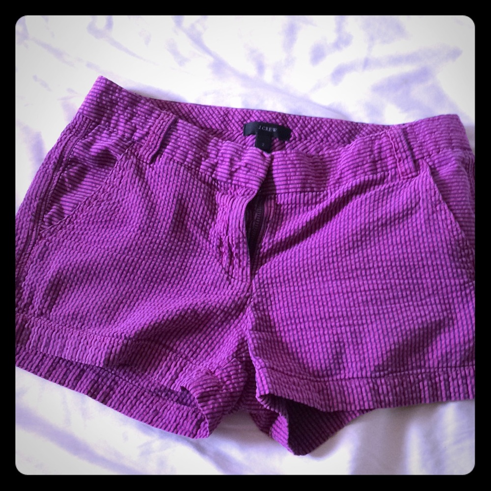 J. CREW seersucker pinstripe shorts pink purple